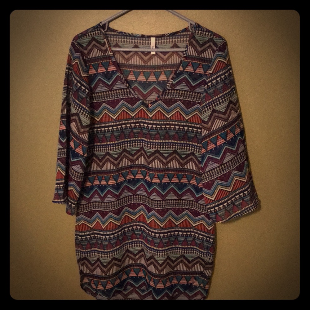 Bar III Tribal Print Swim Cover-up - size S
